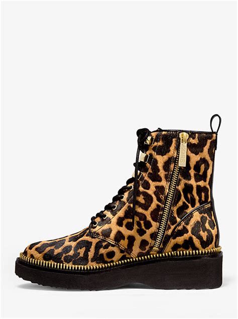 Haskell Leopard Calf Hair Combat Boot 